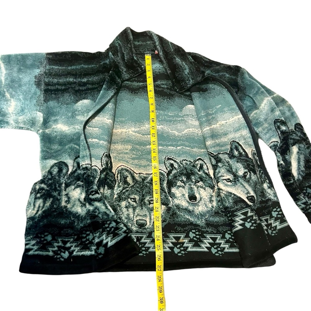 Vintage Mazmania Wolf Print Fleece Jacket Mens XXL Made In USA - Picture 9 of 9